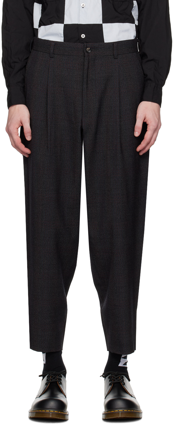 Comme Des Garçons Homme Deux Gray & Brown Pleated Trousers In 1 Charcoal Brown
