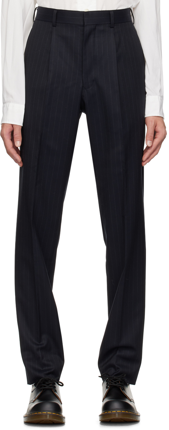 Pinstripe wool pants with drawstring | GutteridgeUS | Men's Trousers