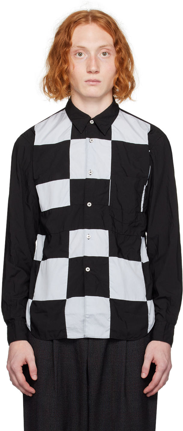 Shop Comme Des Garçons Homme Deux Black & White Patchwork Shirt In 1 Black X White