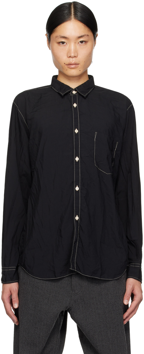 Black Contrast Stitch Shirt by Comme des Garçons Homme Deux on Sale