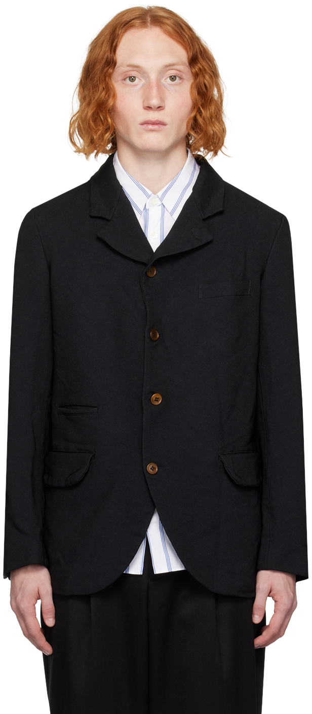 Comme des Garçons Homme Deux: Black Button Blazer | SSENSE Canada