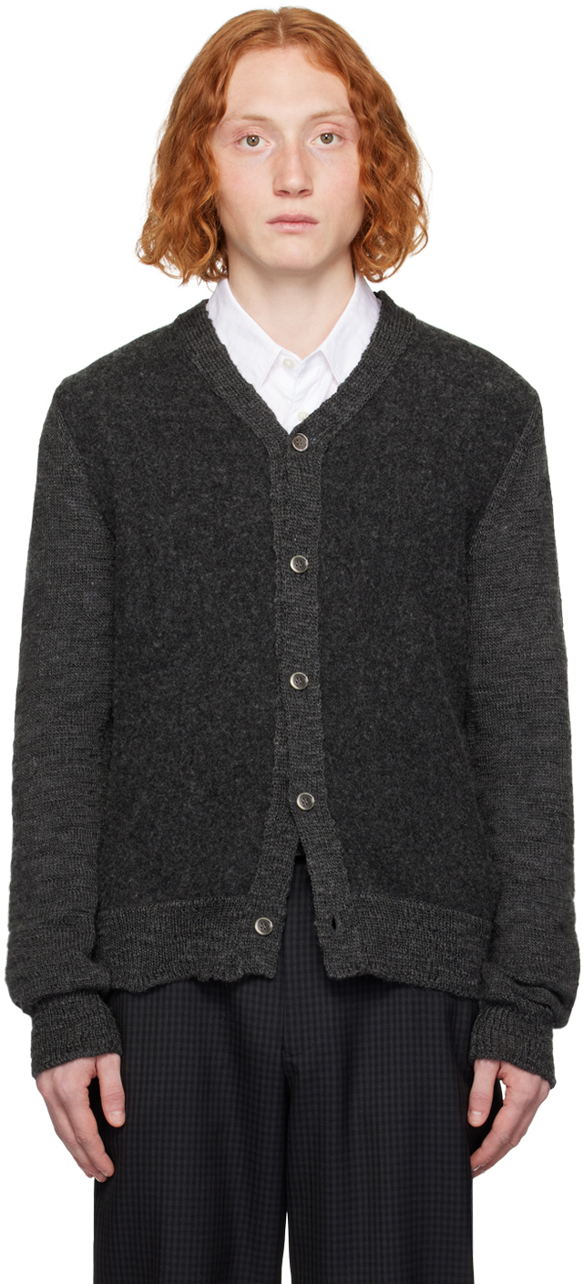 Comme des Garçons Homme Deux: Gray Y-Neck Cardigan | SSENSE