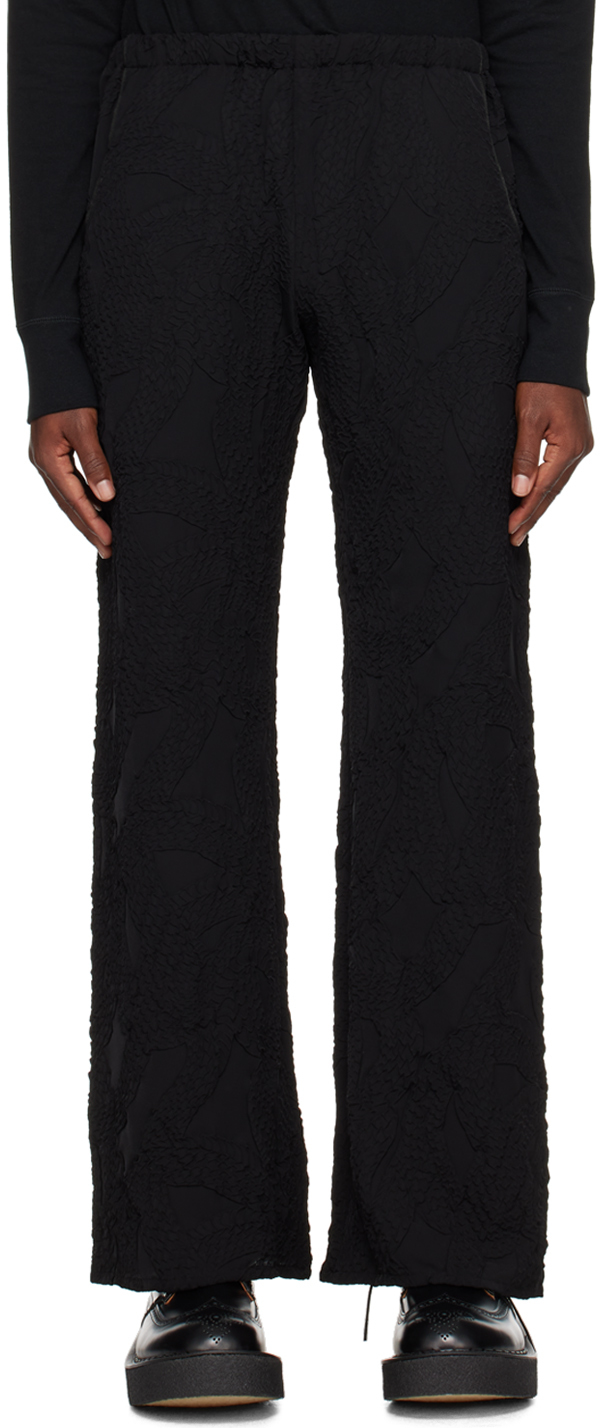 KOZABURO Black Embossed Trousers | Smart Closet