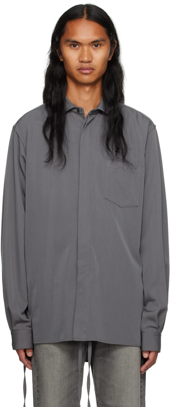 Soshiotsuki Grey Spread Collar Shirt In Grey