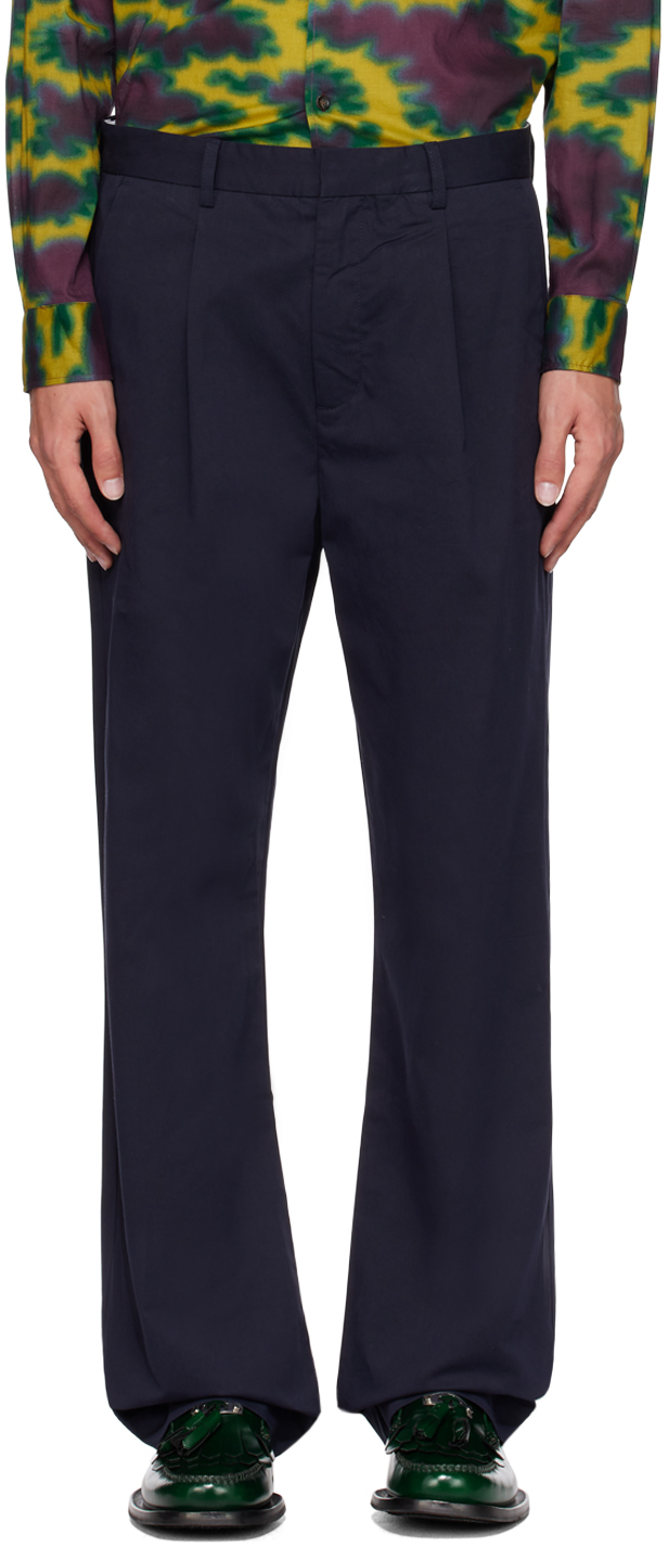 Navy Slouch Trousers