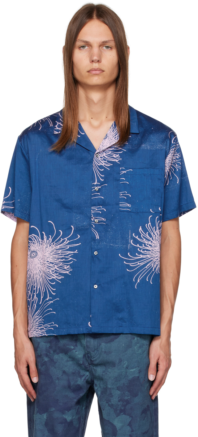 Blue Printed Shirt by Double Rainbouu on Sale