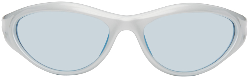 Bonnie Clyde Silver Angel Sunglasses In Silver/blue