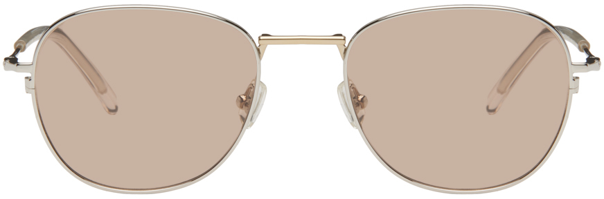 Bonnie Clyde Silver Melody Sunglasses In Mixed Alloy/almond