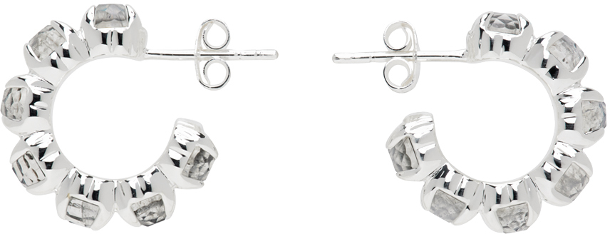 Silver Halo Cluster Earrings