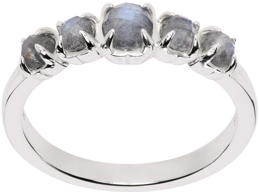 Stolen Girlfriends Club Silver Halo Cluster Ring In Moonstone