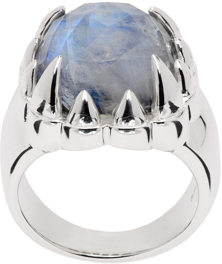 Stolen Girlfriends Club Silver Claw Ring In Moonstone