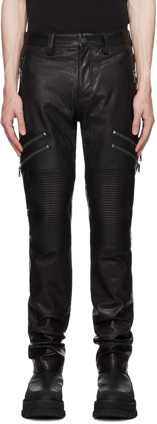 Black Street Hawk Moto Leather Pants
