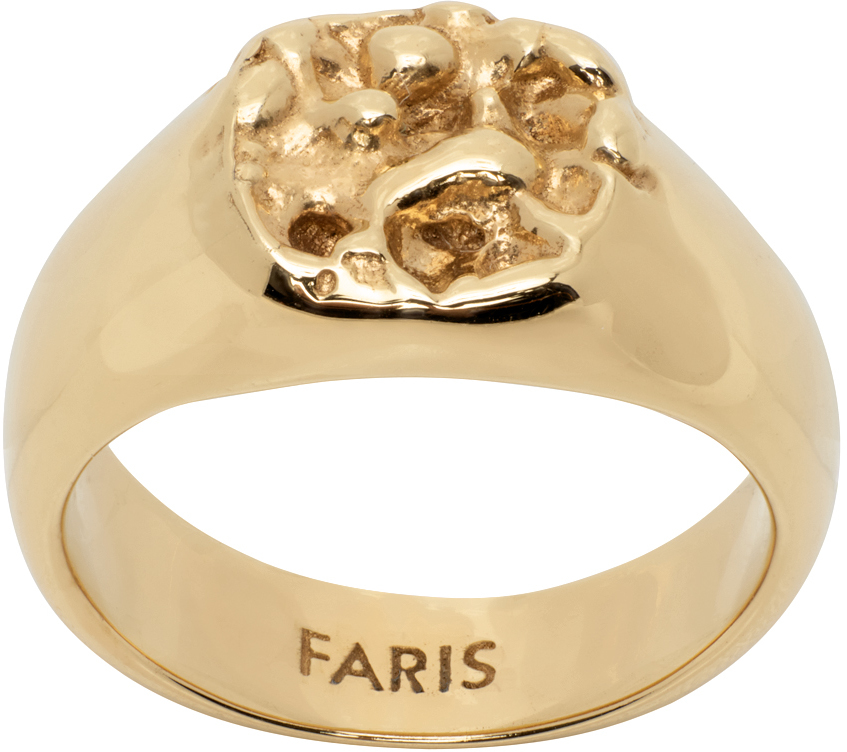 FARIS: Gold Roca Crown Signet Ring | SSENSE