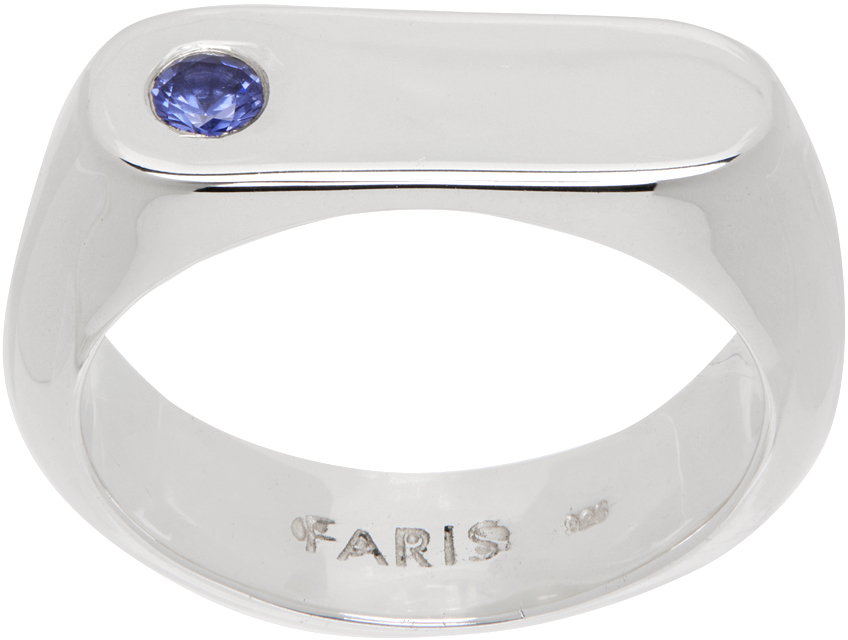 Faris Ssense Exclusive Silver Blanco Ring In Sterling Silver/sapp