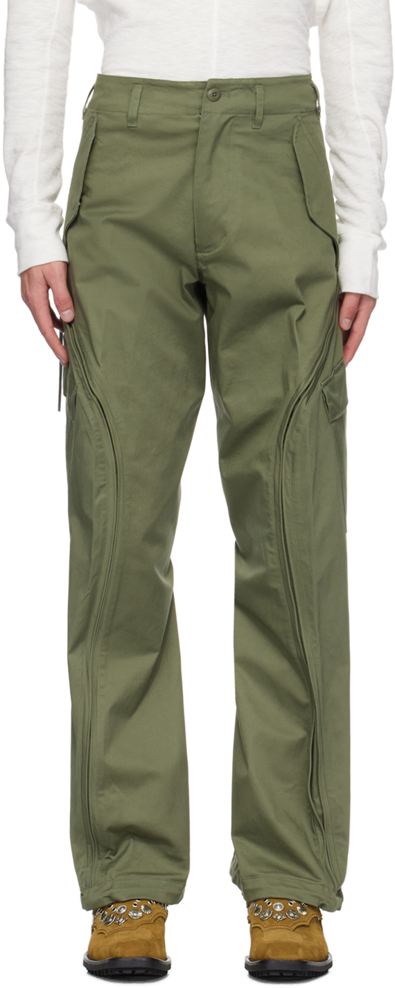 Green Twisted Cargo Pants