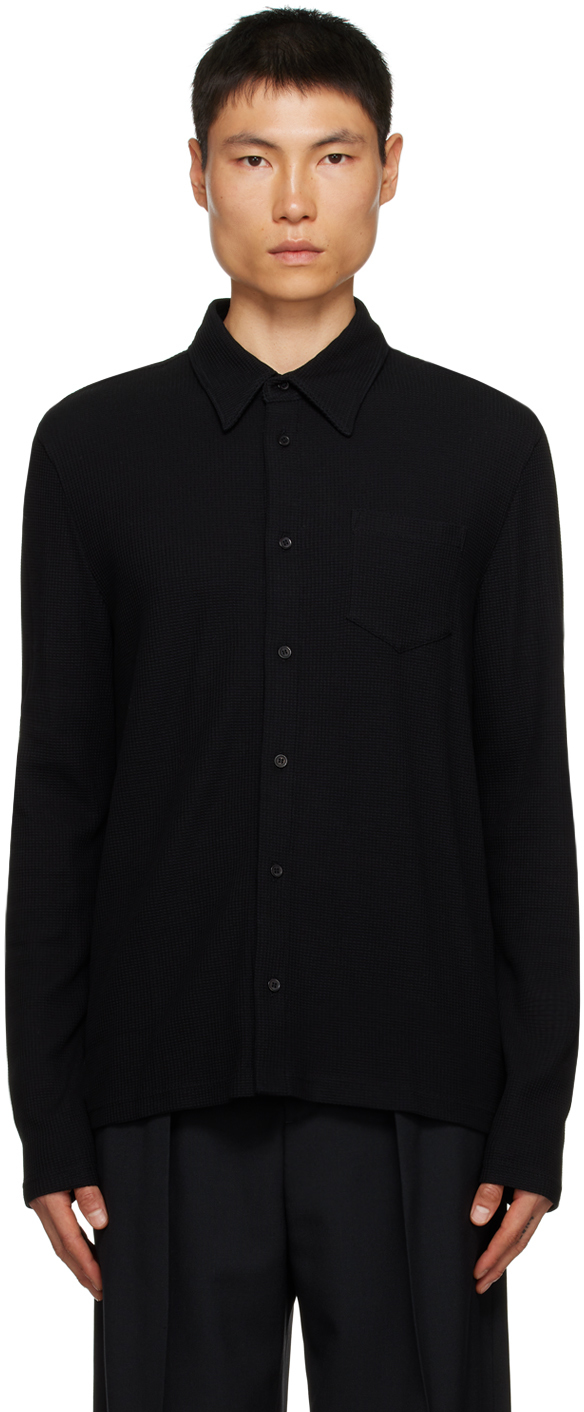Black Spread Collar Shirt