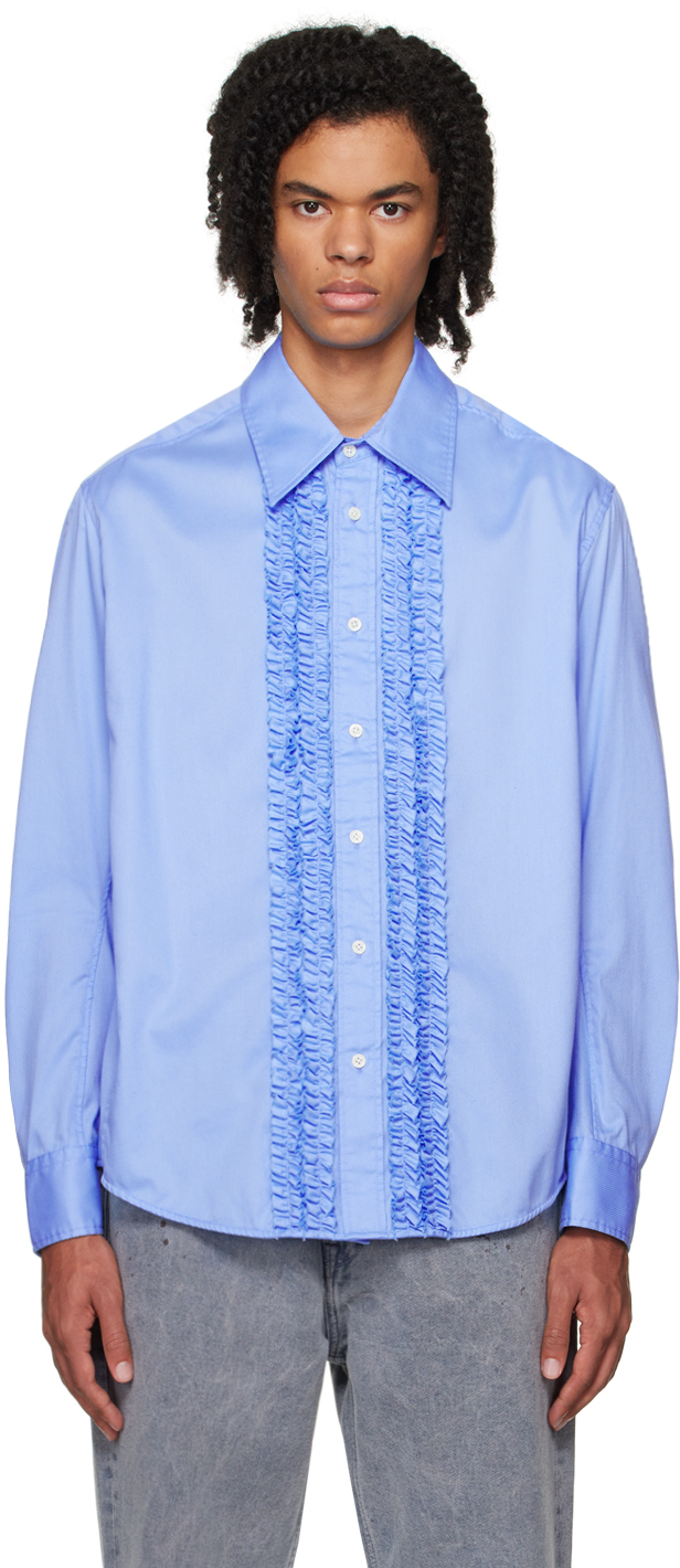 Nvrfrgt Blue Ruffle Shirt