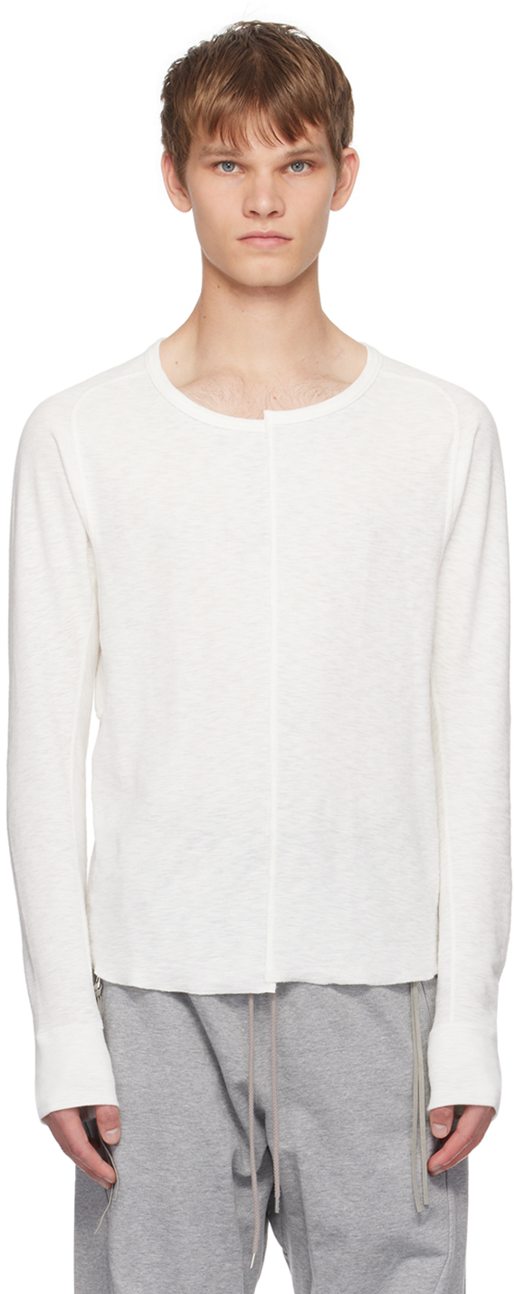 White Asymmetric Long Sleeve T-Shirt by NVRFRGT on Sale