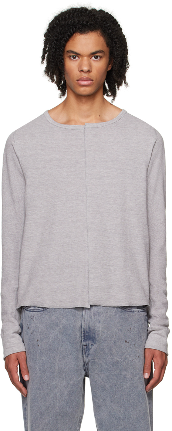 Gray Asymmetric Long Sleeve T-Shirt