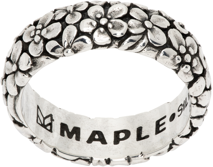 MAPLE Silver Floral Band Ring