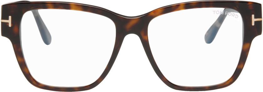 Tom Ford Tortoiseshell Square Glasses In 052 Shiny Classic Da