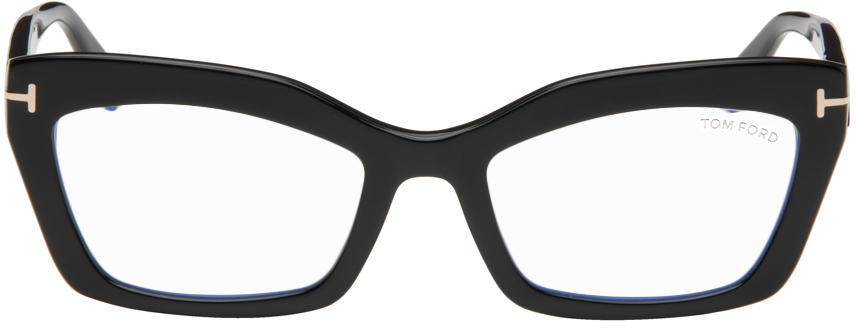 Tom Ford Black Blue-block Cat-eye Glasses In Nero