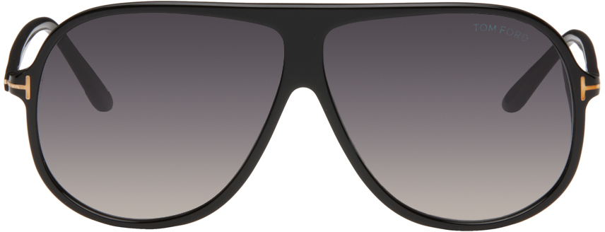Tom Ford Black Spencer Sunglasses In 01b Shiny Black, /t/