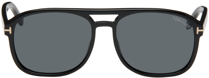 Tom Ford Black Rosco Sunglasses In 01a Shiny Black / Sm