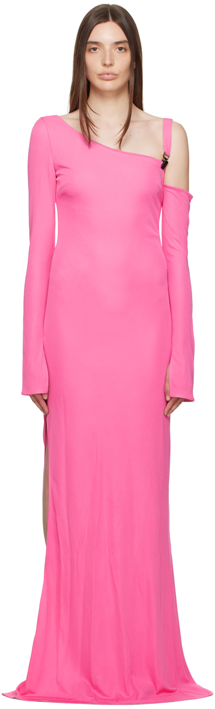 Tom Ford Pink Asymmetric Maxi Dress In Dp631 Candy Pink
