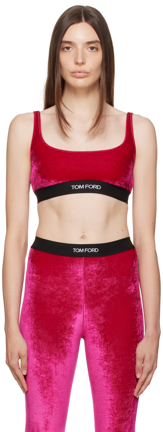 Shop Tom Ford Red Scoop Neck Bra In Dp847 Raspberry