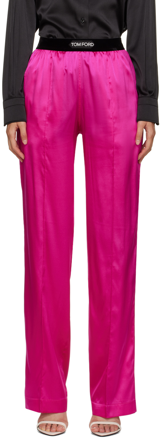 Shop Tom Ford Pink Pinched Seam Lounge Pants In Dp750 Hot Pink