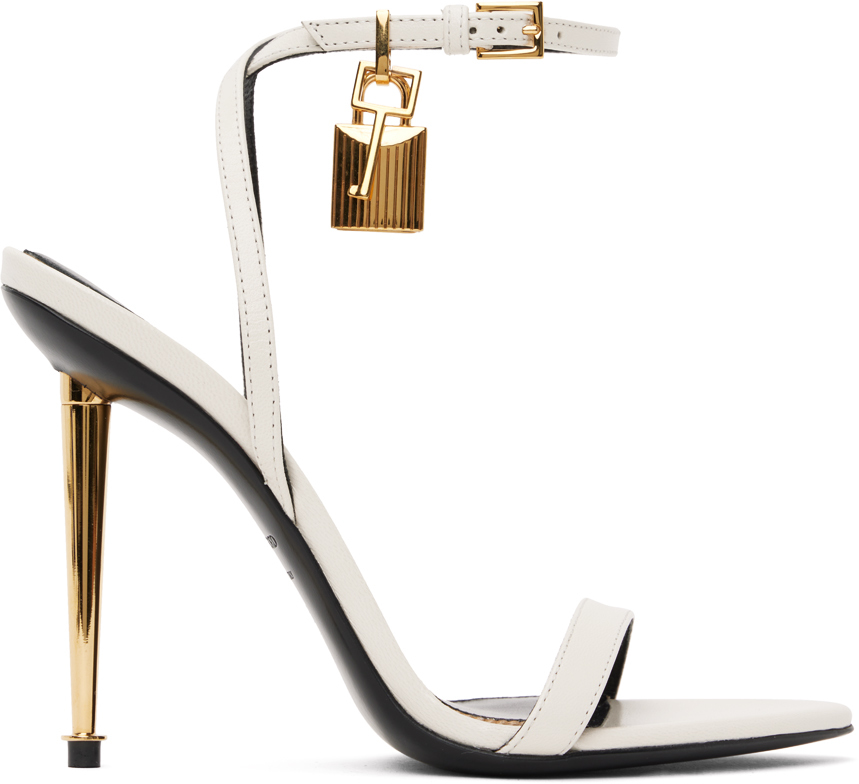 TOM FORD White Padlock Pointed Naked Heeled Sandals