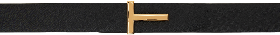 Tom Ford Black & Navy T Icon Reversible Belt In 3nl01 Black + Ultram