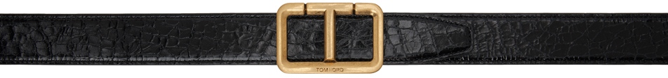 Tom Ford Black Cracked Belt In 1n001 Black