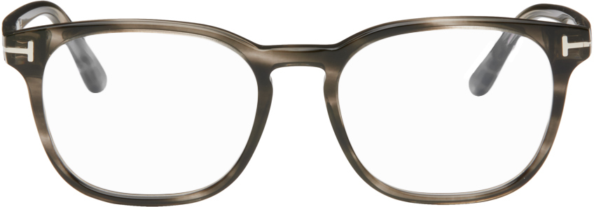 Tom Ford Grey Square Glasses In Shiny Transparent St