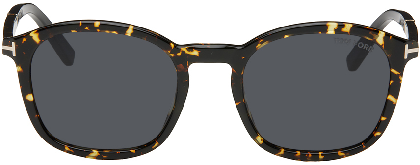 Shop Tom Ford Tortoiseshell Jayson Sunglasses In Shiny Dark Havana An