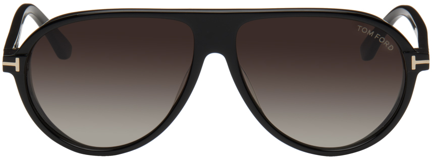 Tom Ford Black Marcus Sunglasses In Shiny Black, Gradien
