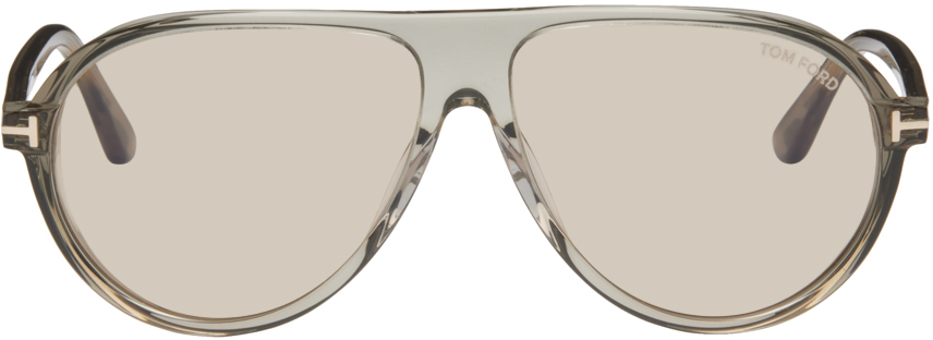 Tom Ford Marcus Aviator Acetate Sunglasses In Shiny Transparent Gr