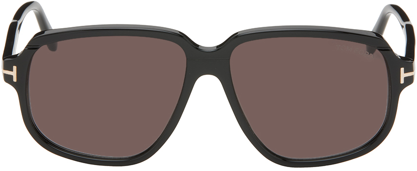 Shop Tom Ford Black Anton Sunglasses In Shiny Black, Gradien