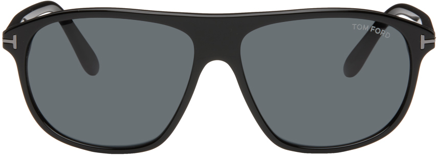 Tom Ford Black Prescott Sunglasses In Shiny Black, Smoke L