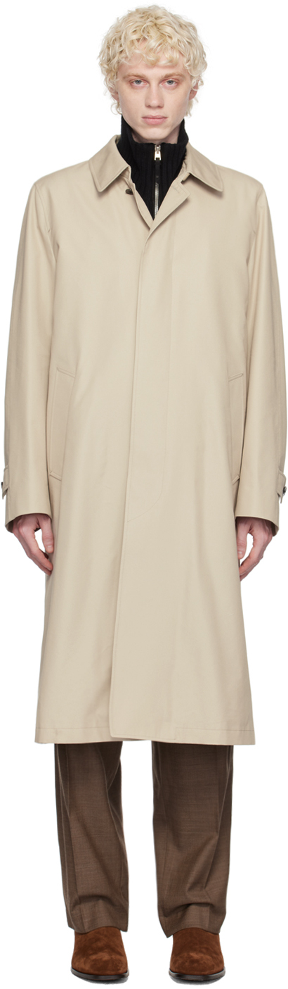 Beige Single-Breasted Coat