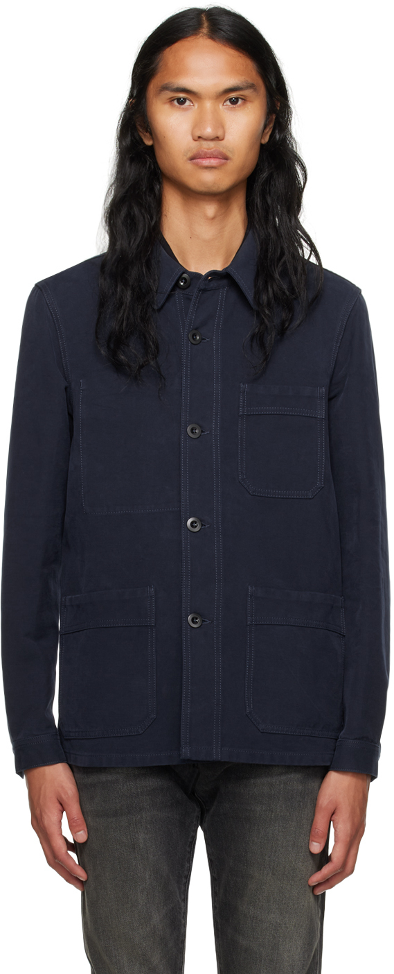 Tom Ford Navy Double Weft Jacket In Hb411 French Blue