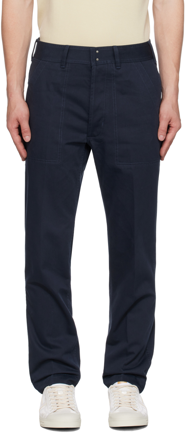 Navy Creased Trousers
