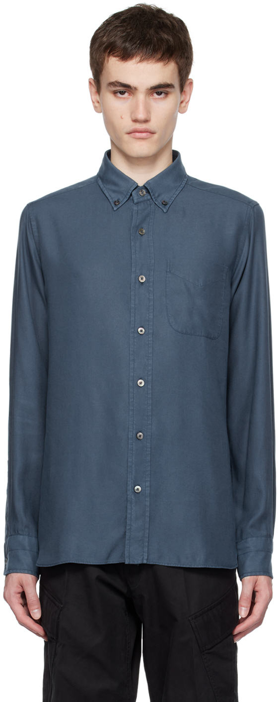 Blue Slim-Fit Shirt by TOM FORD on Sale