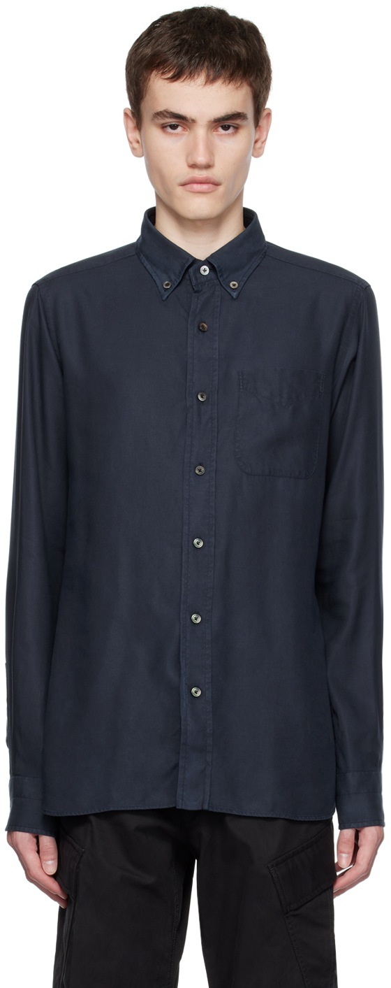 Navy Slim-Fit Shirt by TOM FORD on Sale