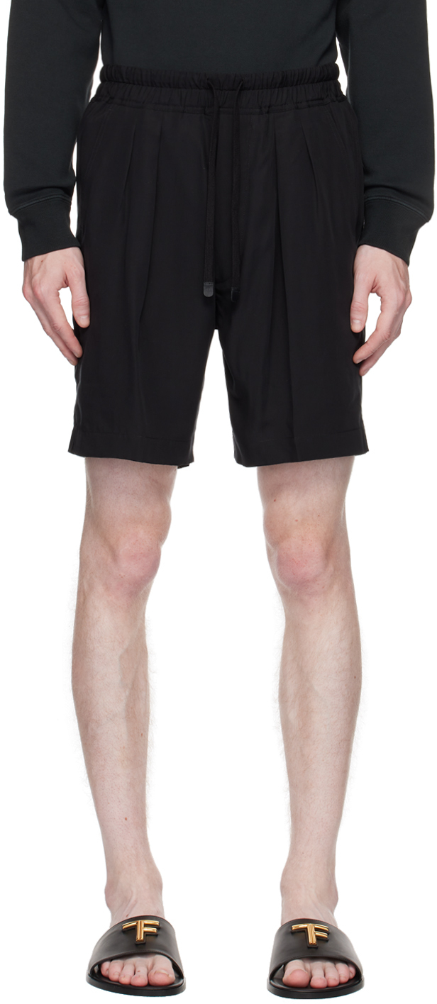 Tom Ford Black Pleated Shorts In Lb999 Black