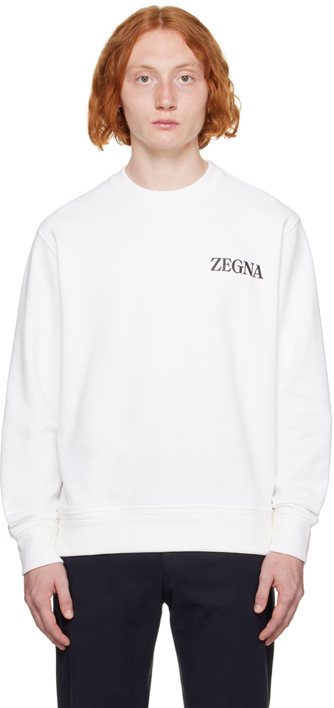 Shop Zegna White Bonded Sweatshirt In N01 White