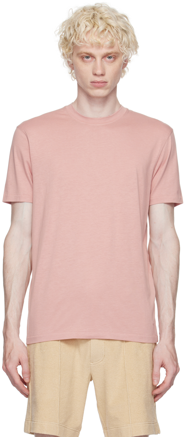 Tom Ford Logo-embroidered Lyocell And Cotton-blend Jersey T-shirt In Pink