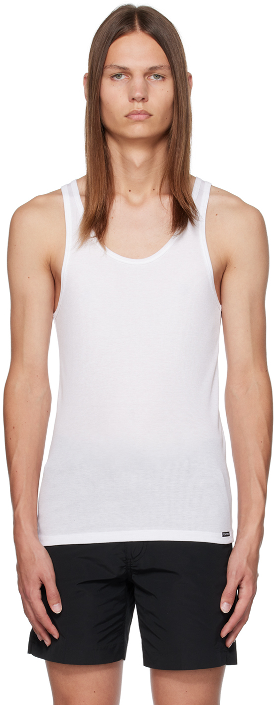 Tom Ford White Scoop Neck Tank Top In 100 White