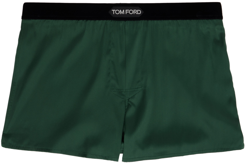 Tom Ford Green Patch Boxers In 302 Jade